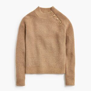 NWT J. Crew Womens Plus Size 2X Tan Cotton Blend Mockneck Knit Sweater NEW